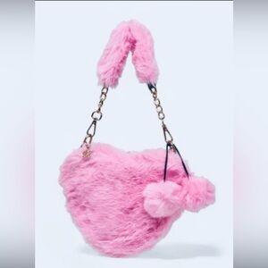 Chic Pink Furry Kids Bag